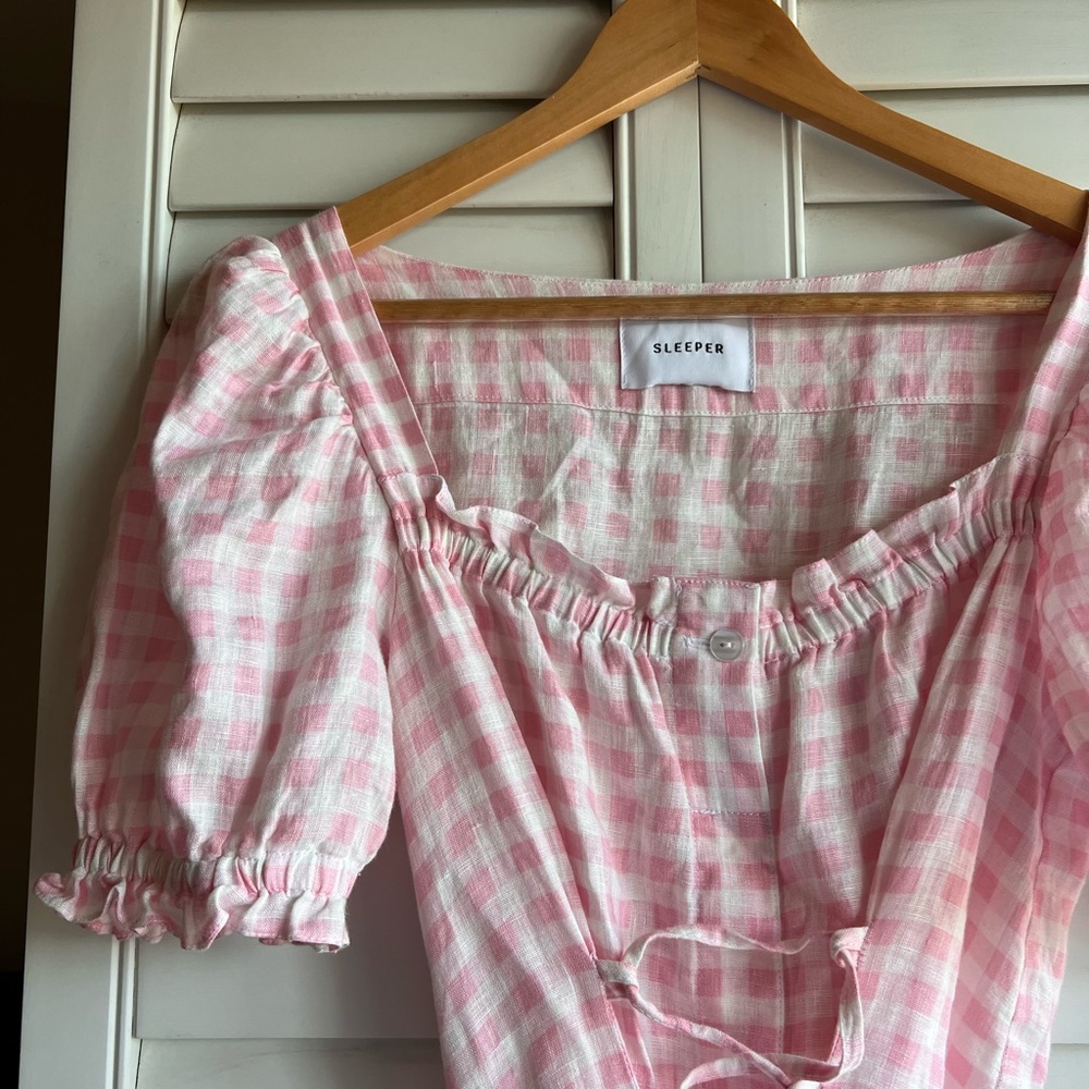 sleeper pink gingham marquise dress in medium! so perfect for spring. 🌷